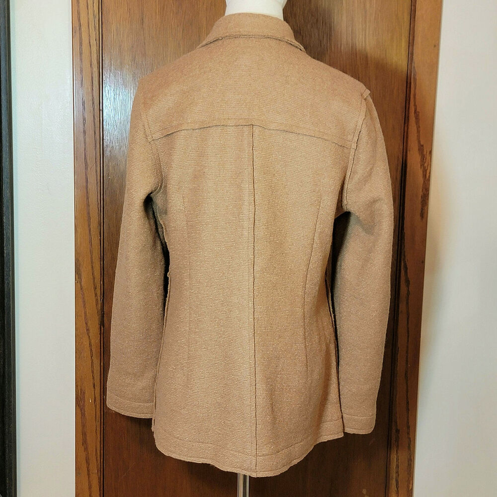 Chico's Wool Blend Tailored Blazer Jacket Button Front Camel Tan Size 1 Medium - Picture 10 of 14